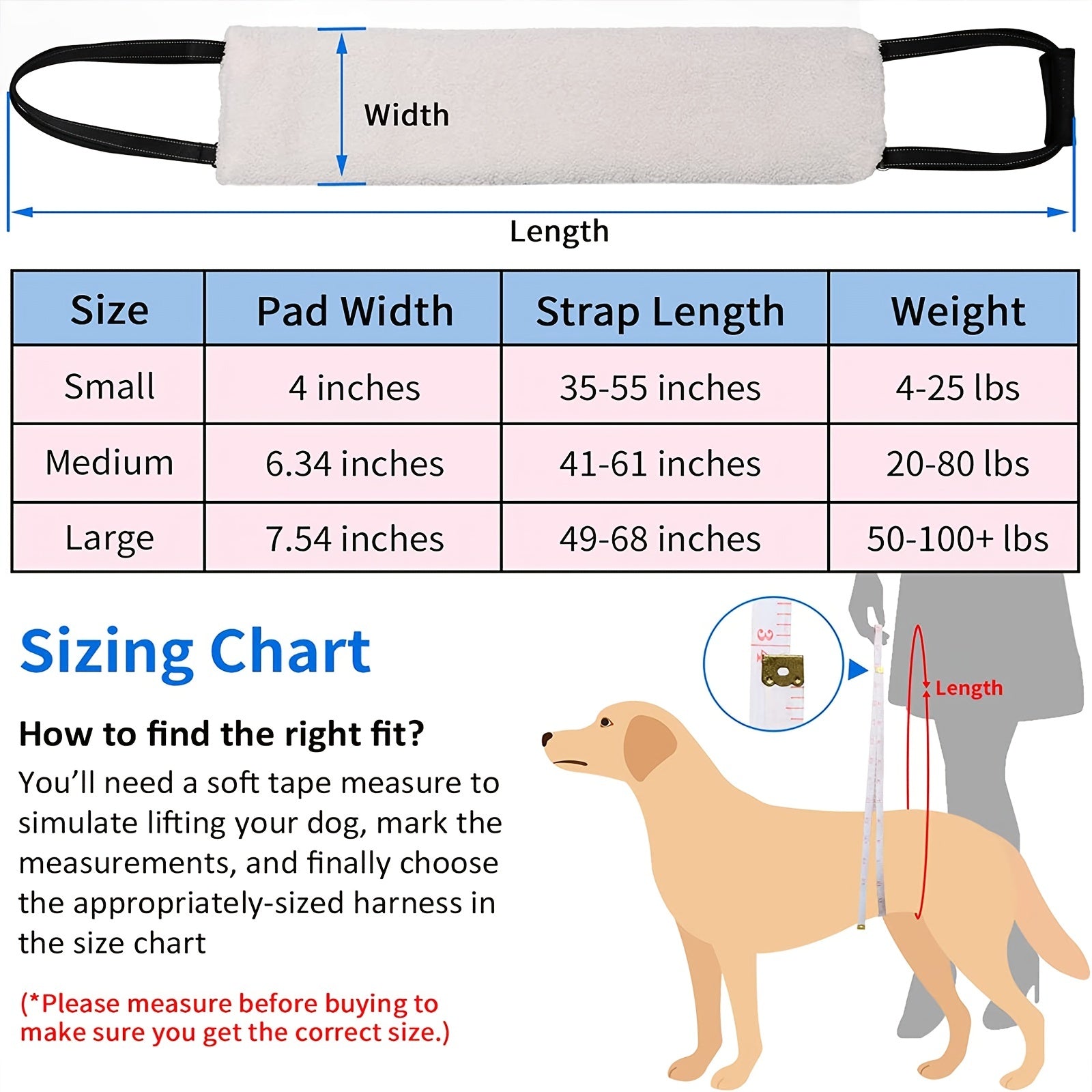 Hip Support Harness for Dogs - Portable Sling to Lift Rear Legs