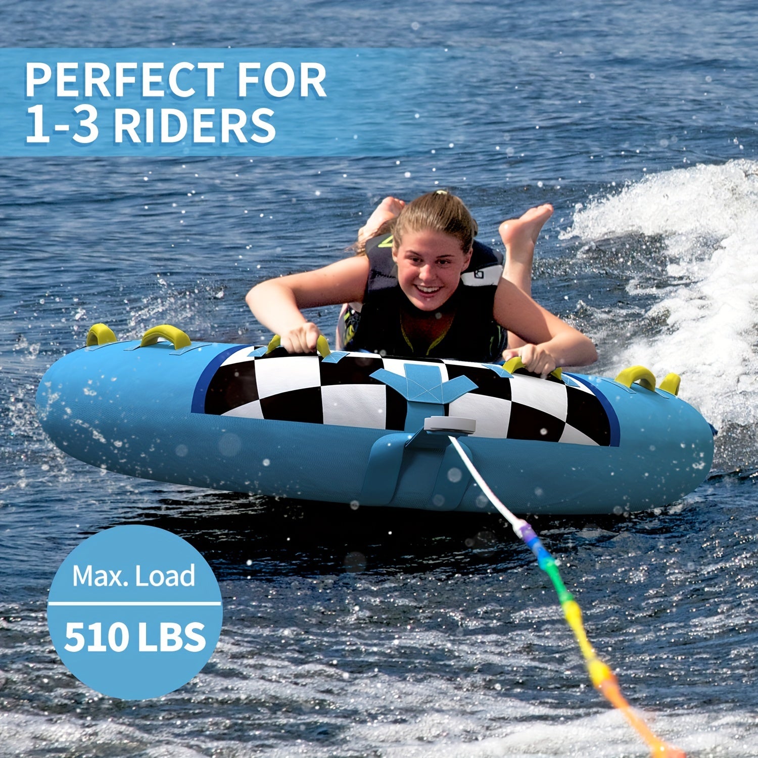 3 Person Heavy Duty Inflatable Towable Tube for Boats