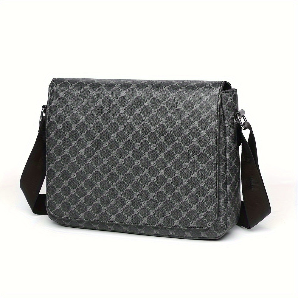 Vintage Geometric Pattern Messenger Bag Business Flap Shoulder Bag