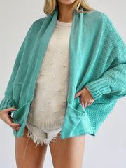  Solid Bat Sleeve Cardigan with Pockets