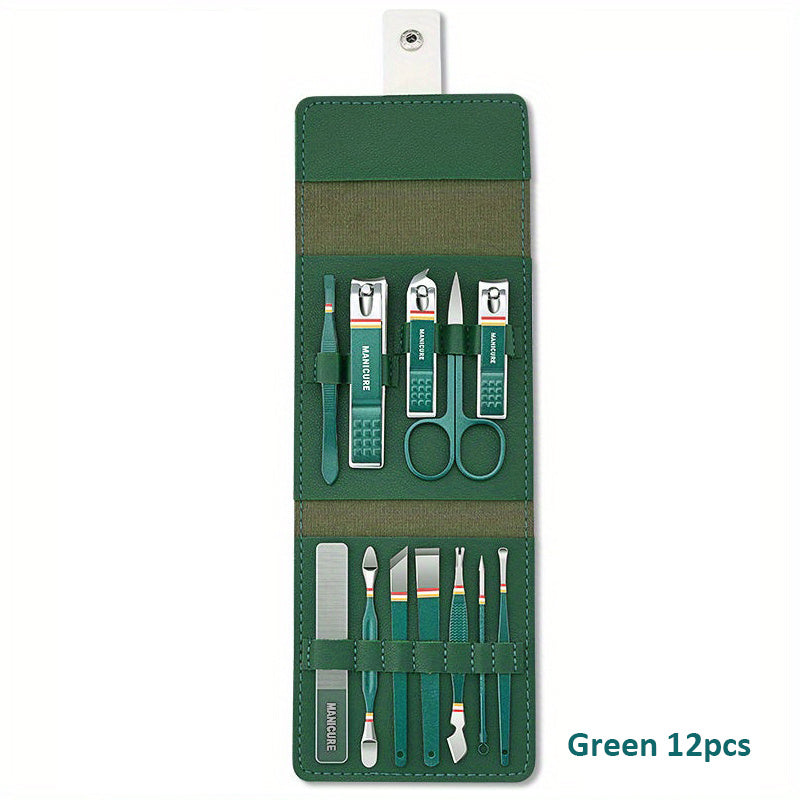 Professional Mani/Pedi Grooming Kit with Scissors, Nail Files, Travel Case