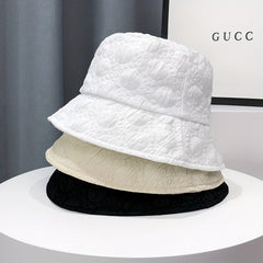 Chiffon Embossed Thin Bucket Hat Solid Breathable Sun Hat