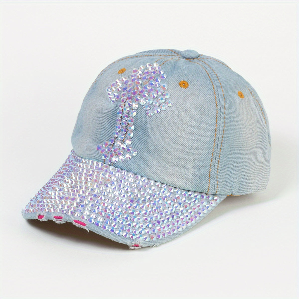 Cross Decor Baseball Cap Y2K Distressed Denim Ripped Dad Hat