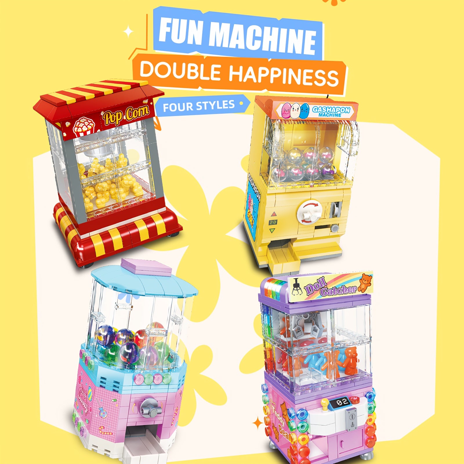 270pcs Candy Popcorn & Twist Egg Machine Building Blocks Toy