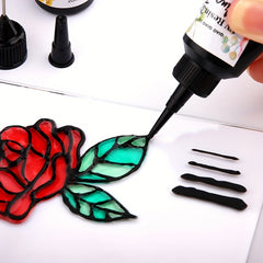 20ml 3D Gel Pen with Metal Tip and Flower Stencils for Crafting