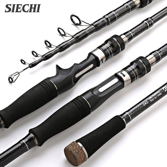 SIECHI Telescopic Carbon Fishing Rod Lightweight Spinning and Casting Rod