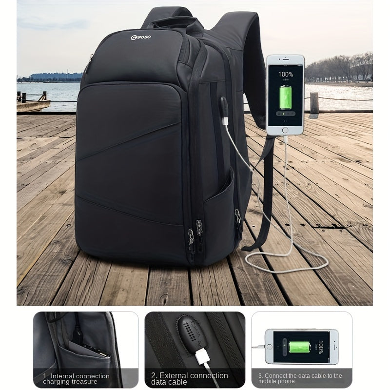 Anti Theft Durable Laptop Backpack USB Charging Port Water Resistant College Bag