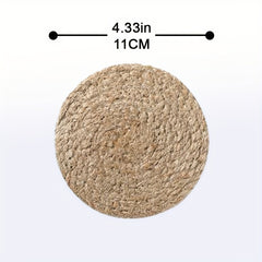 2pcs Rattan Placemats Round Hand-woven Corn Leather Placemat Heat Insulation Pad