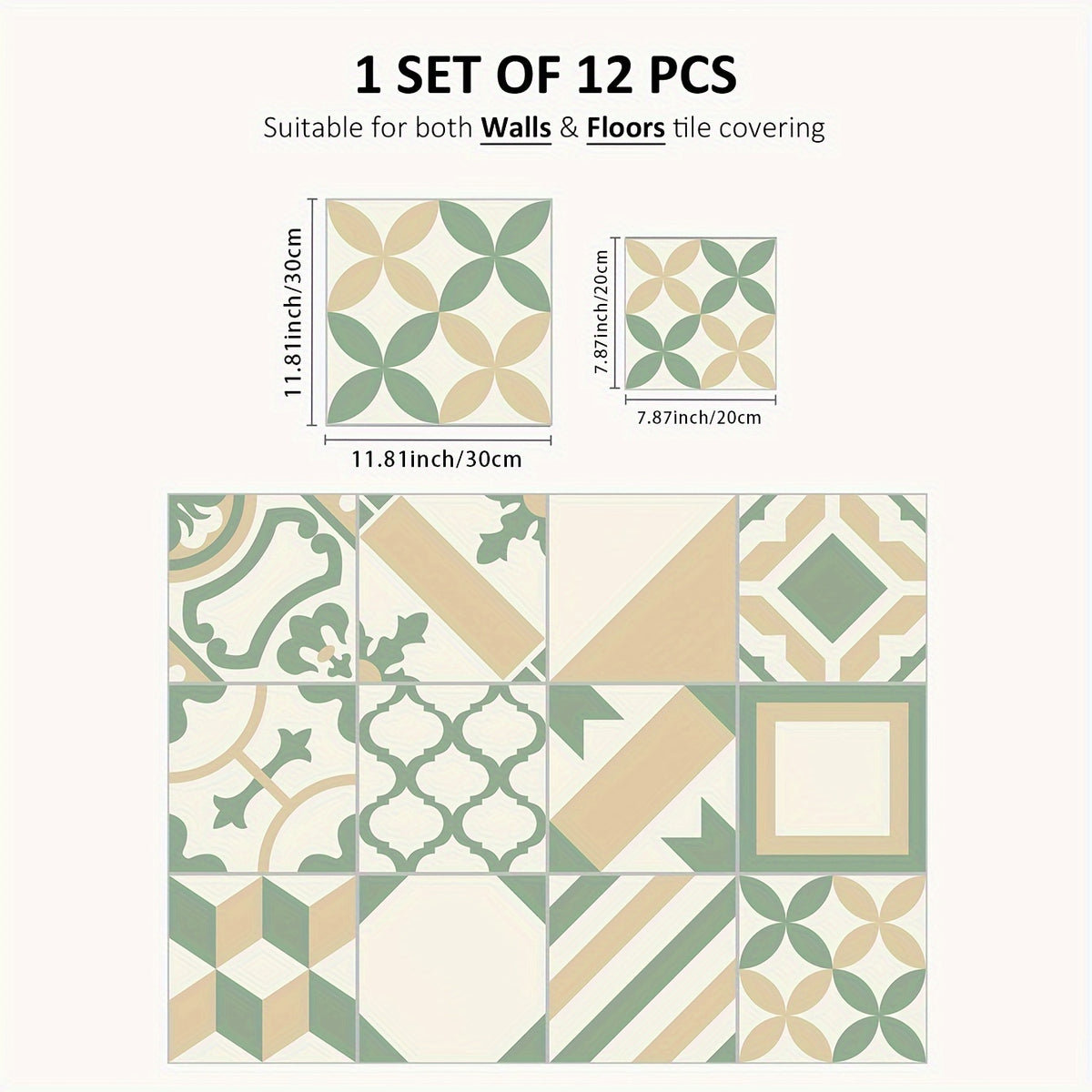 12pcs Small Fresh Floor Stickers Self-adhesive Waterproof Non-slip Wall Stickers