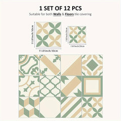 12pcs Small Fresh Floor Stickers Self-adhesive Waterproof Non-slip Wall Stickers