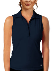 Button Polo Neck Tank Top Sleeveless Casual Summer Women's Clothing