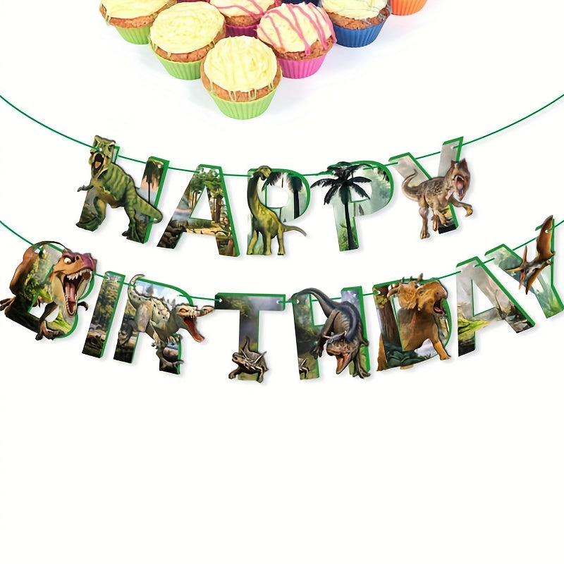Dinosaur Theme Birthday Party Banner Cake Insert Set