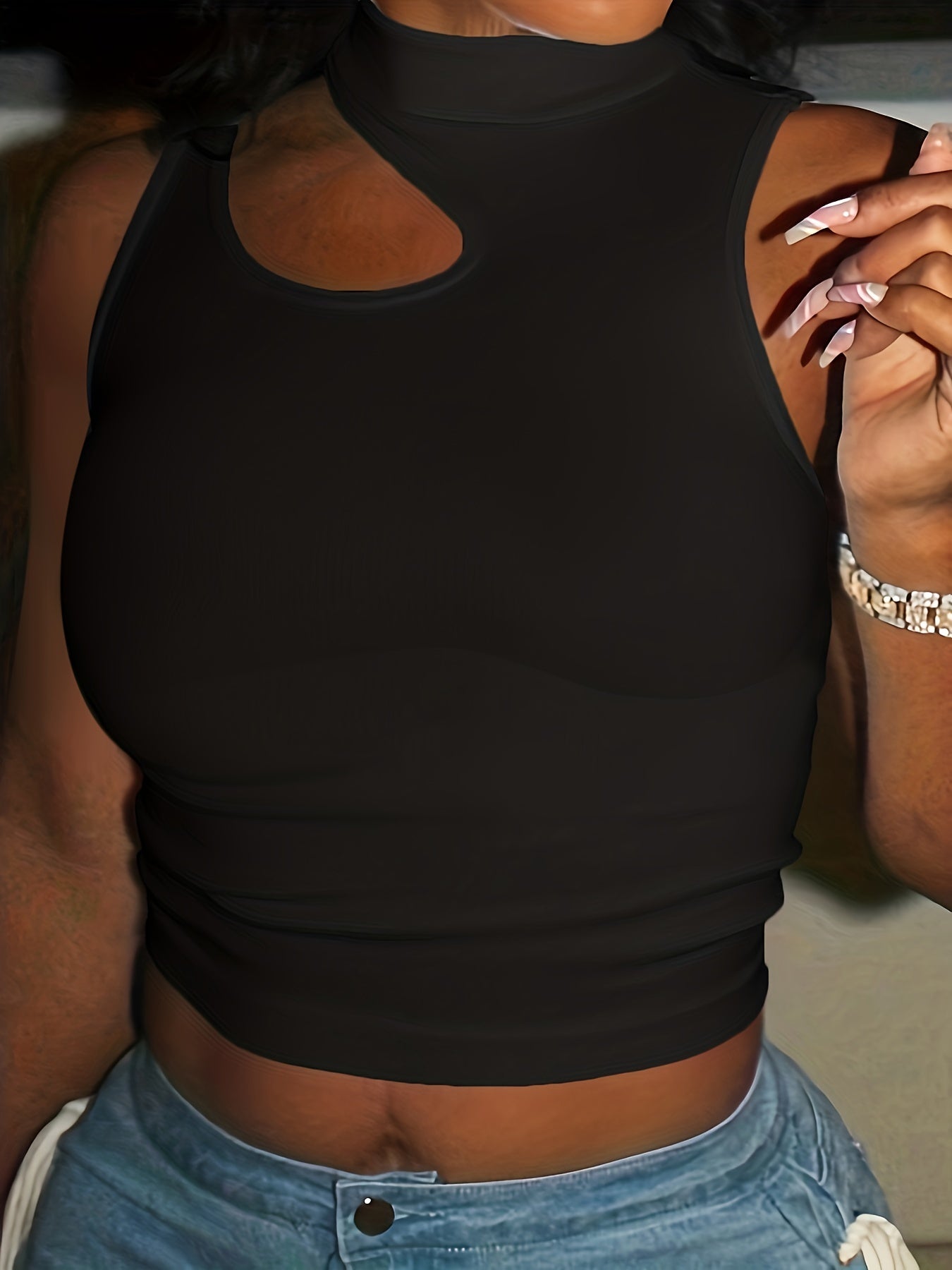Asymmetrical Neck Tank Top Sexy Sleeveless Women's Clothing