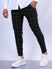 Slim Fit Plaid Slacks Men s Casual Vintage Style Slightly Stretch Dress Pants