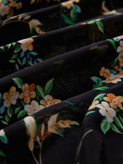  Floral Print Button Up Long Sleeve Blouse