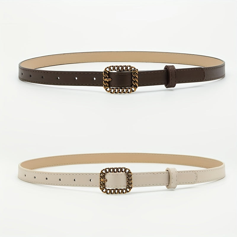 Vintage Hollow Out Buckle PU Waist Belt for Women