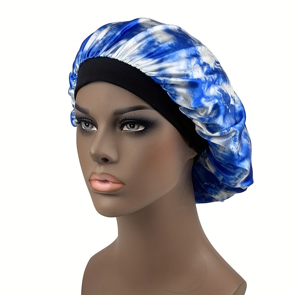 Tie Dye Satin Bonnet Curly Hair Large Silk Cap