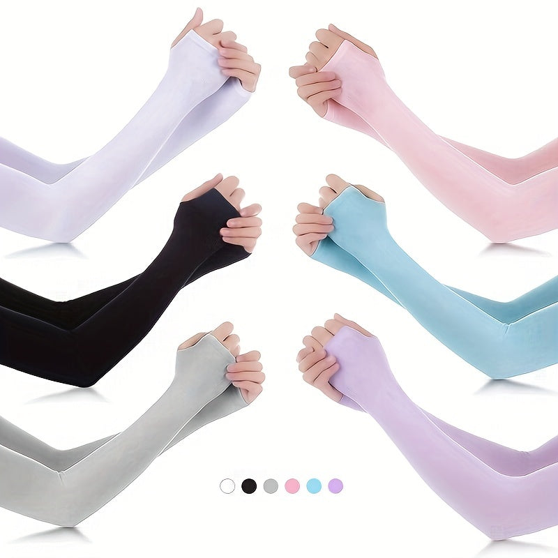 Candy Sunproof Ice Sleeve Elastic UV Protection Long Sleeve Gloves
