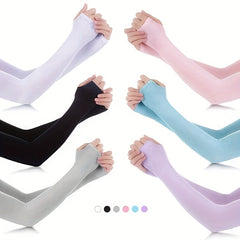 Candy Sunproof Ice Sleeve Elastic UV Protection Long Sleeve Gloves