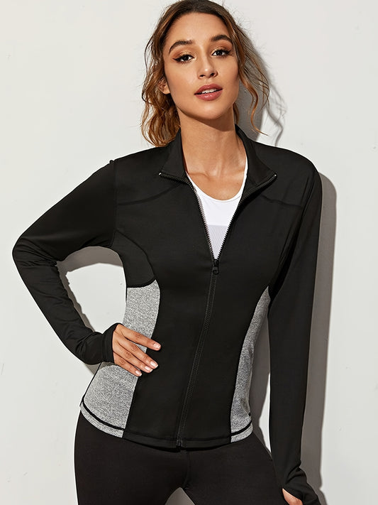 Long Sleeves Yoga Jacket Moisture Fitness Coat Women's Activewear