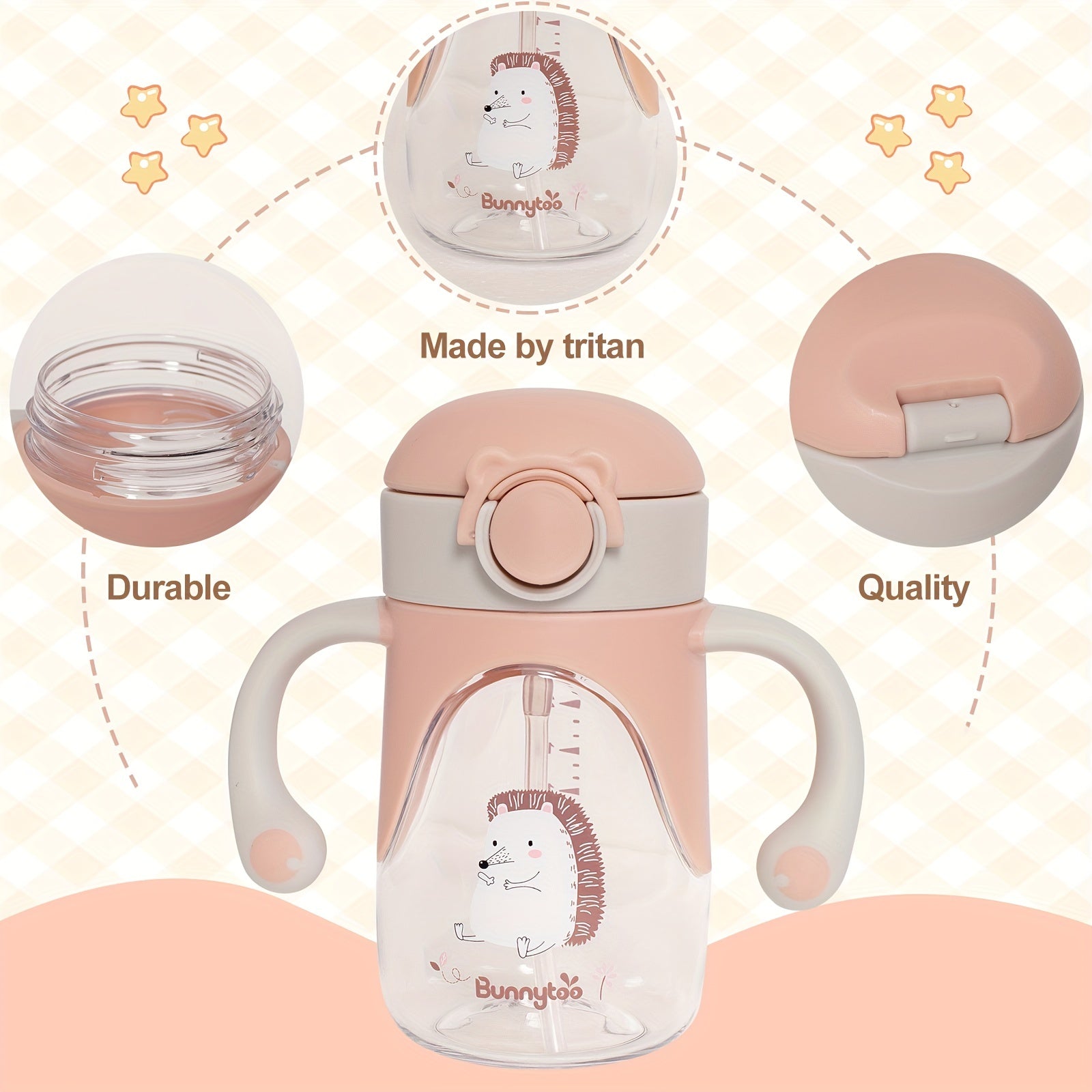 8oz Spill Proof Sippy Cup Weighted Straw Handle for 1 Year Olds