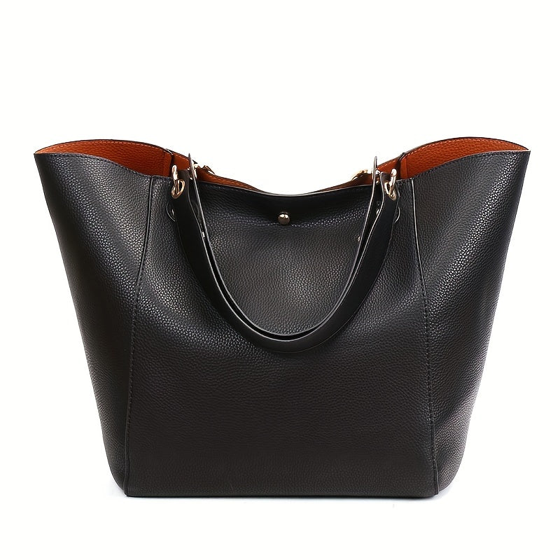 Minimalist Large Capacity Tote Bag Solid Shoulder Bag Women's Casual Handbag