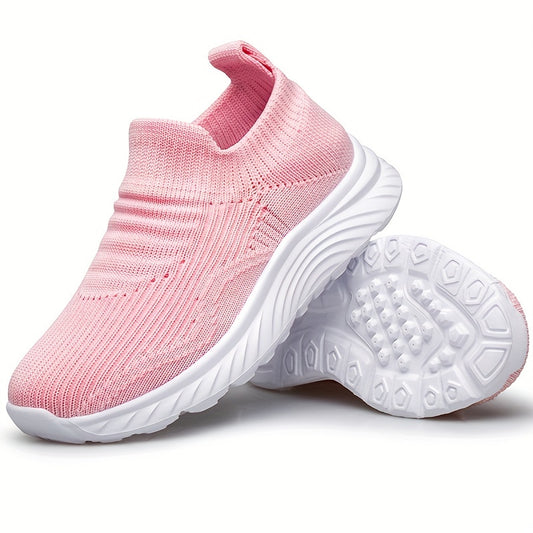 Girls Knit Slip On Casual Shoes Lightweight Comfy Non Slip Walking Shoes Kids