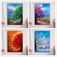 4pcs 5D Diamond Painting Four Seasons Trees DIY Kit