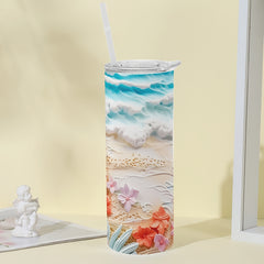 20oz Flower Sea Printed Travel Water Cup Stainless Steel Insulation Bottle
