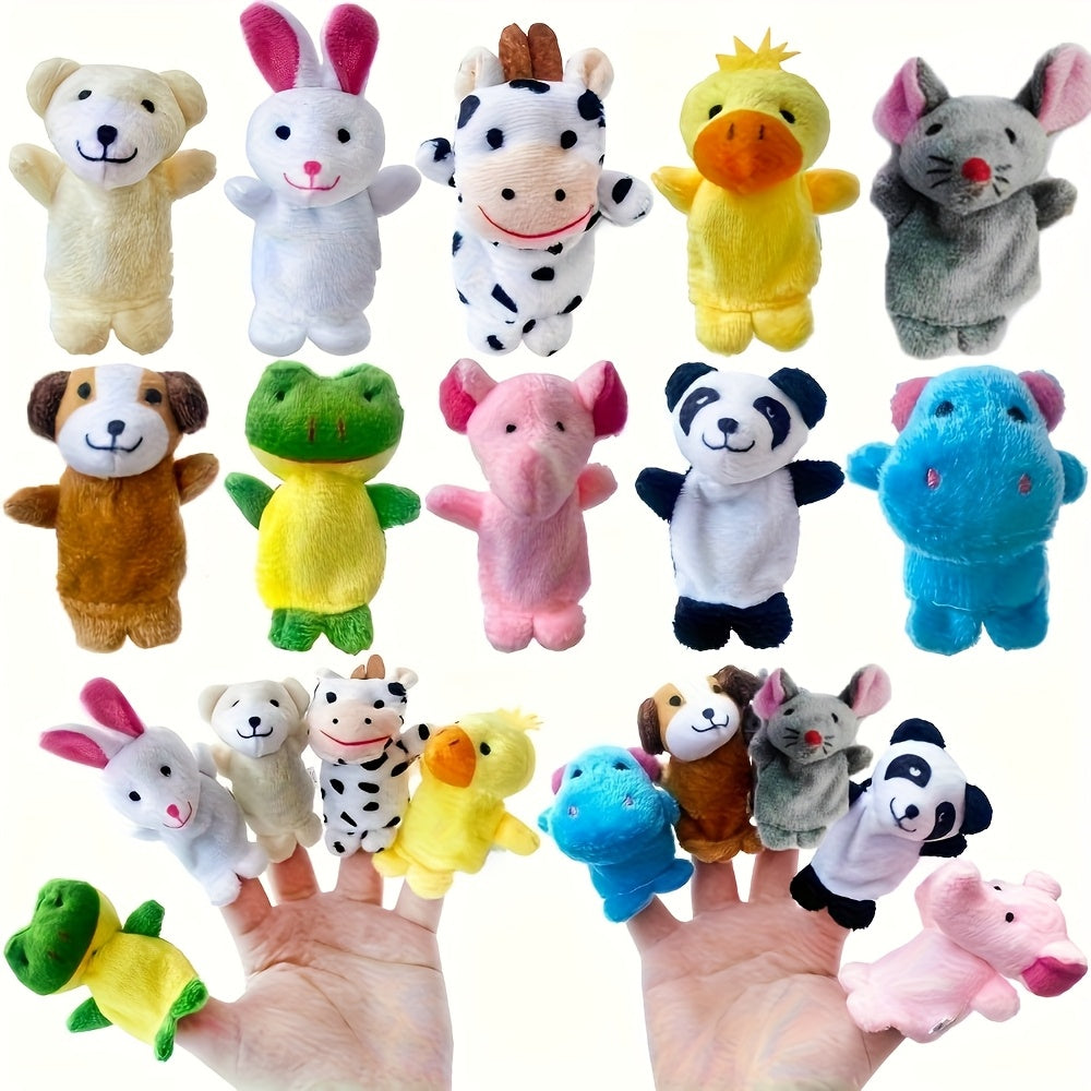 10pcs Mini Plush Animal Finger Puppets Soft Interactive Toys
