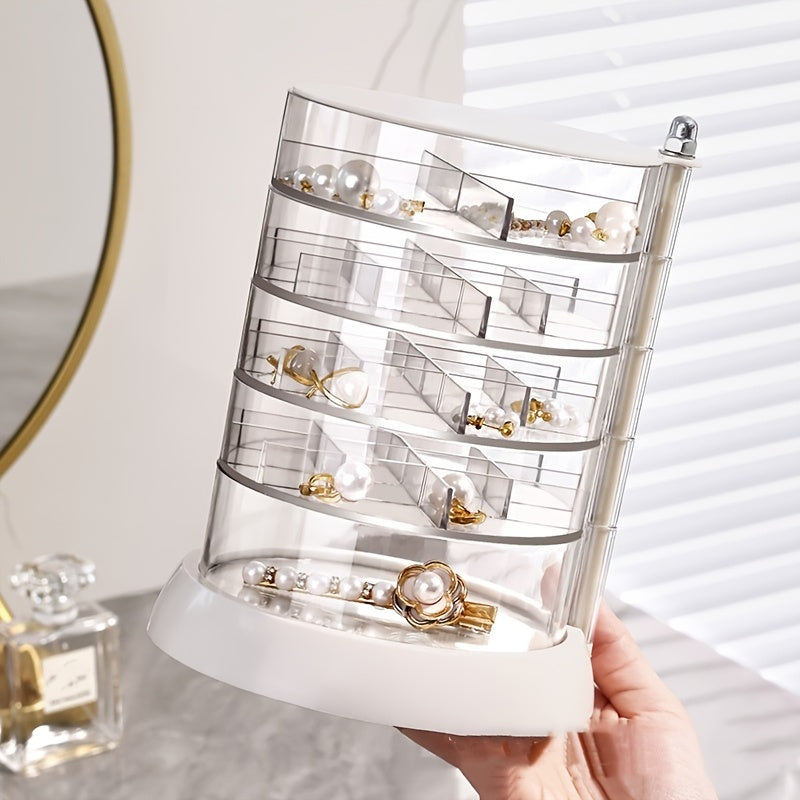 Rotatable 5-Layer Jewelry Organizer Box with Lid