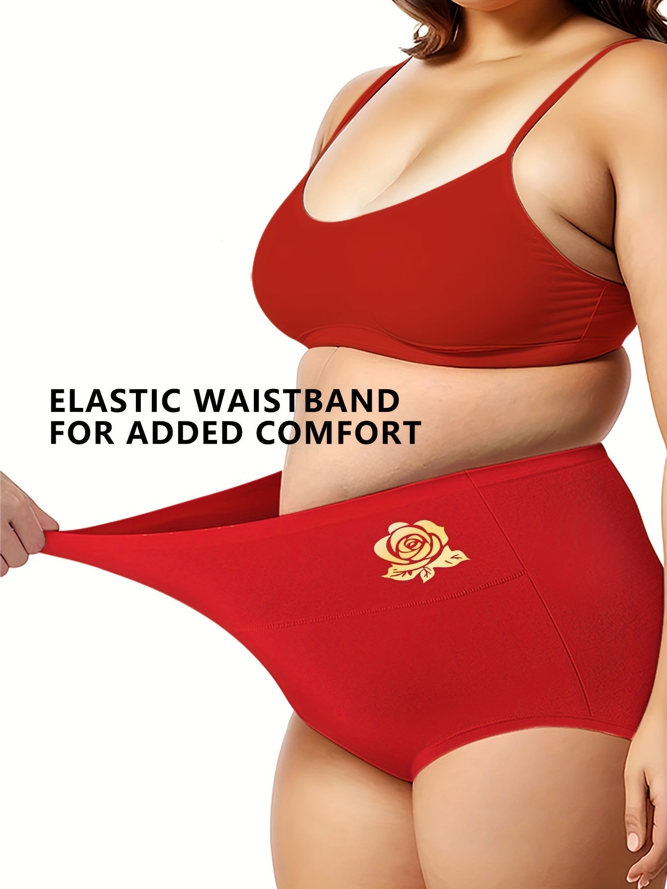 3-Pack Women's Plus Size Graphic Elastic Tummy Control Panties Set