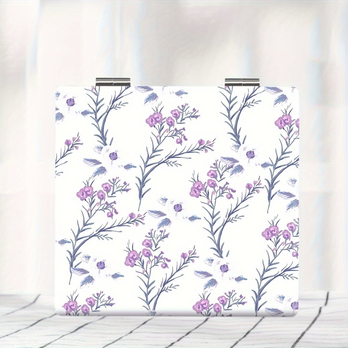 Portable Pocket Makeup Mirror HD Pastoral Style Floral Series Small Mirror