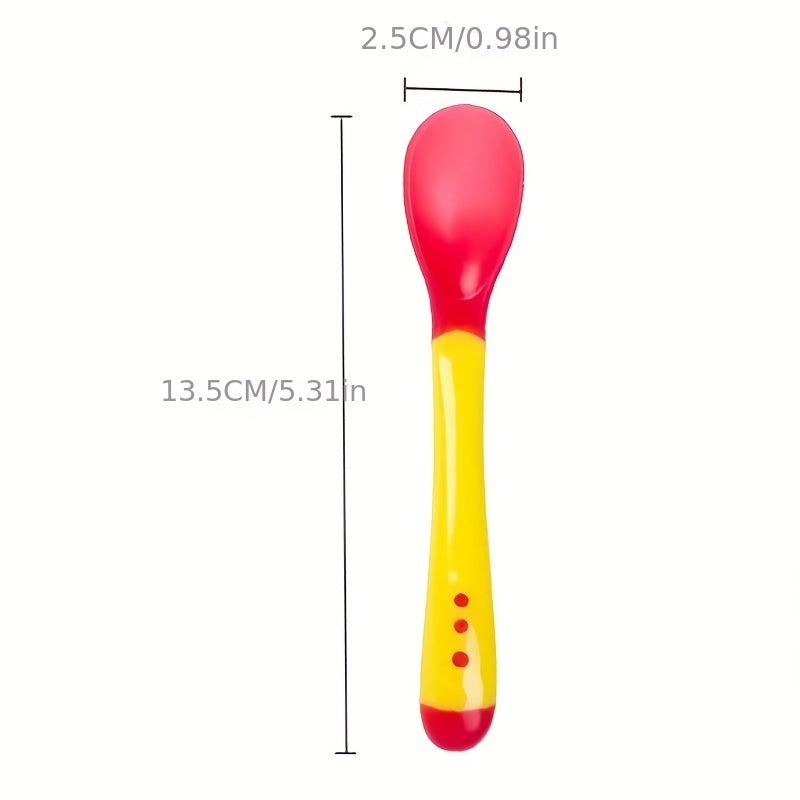 Baby Temp Sensing Spoon Feeding Tableware Soft Head Spoon