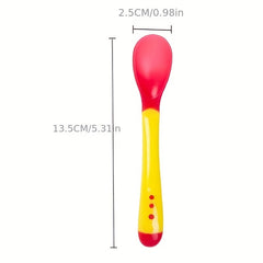 Baby Temp Sensing Spoon Feeding Tableware Soft Head Spoon