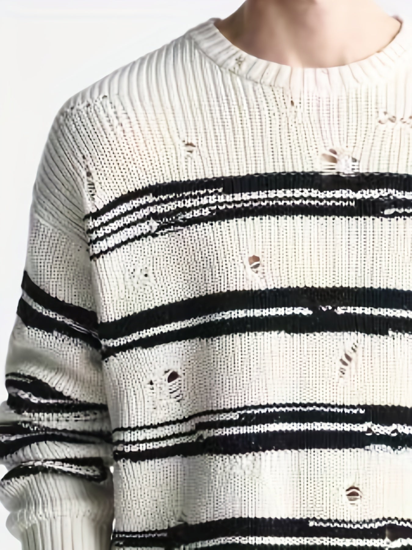Men's Stripe Print Knit Long Sleeve Sweater for Autumn Winter