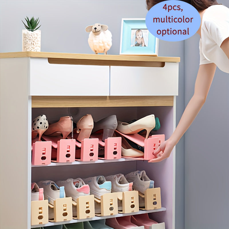 Adjustable Plastic Shoe Slot Storage Organizer - 4pcs set