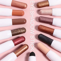 12-Color Eyeshadow Stick Matte Glitter Creamy Texture Eye Brightening Pen