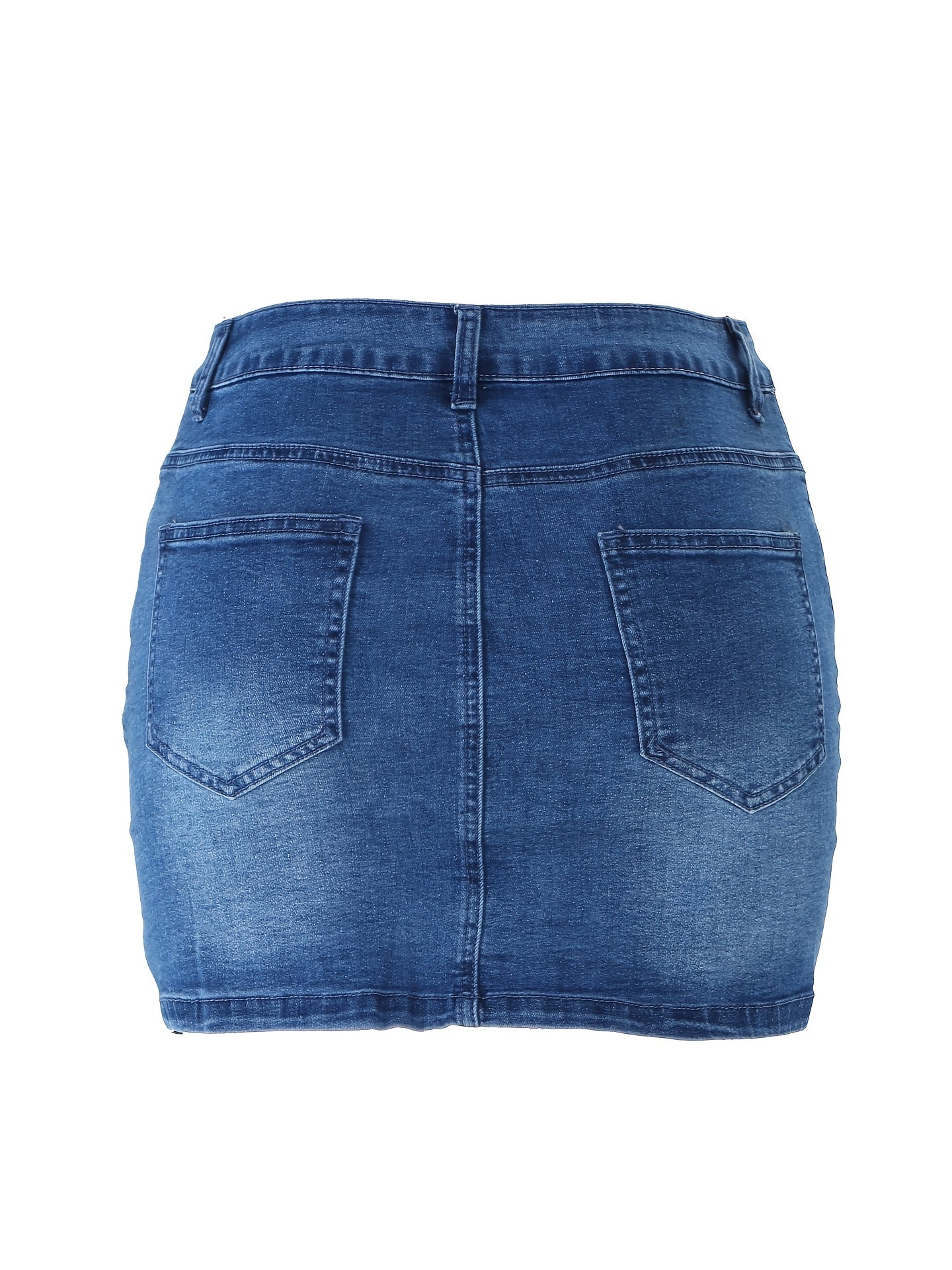 High Stretch Denim Skirt Bodycon Slash Pockets High Waists