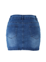 High Stretch Denim Skirt Bodycon Slash Pockets High Waists