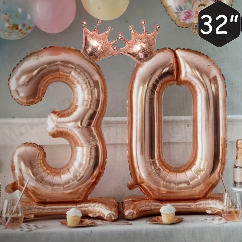Rose Golden Crown Foil Balloon Set for Party Decor