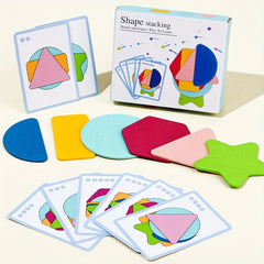 Wooden Geometric Shape Stacking Toy for Ages 2-6