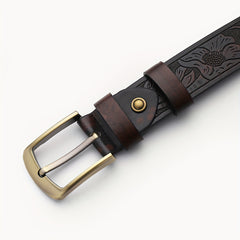 Embossed Leather Belt Vintage Casual Belt For Men