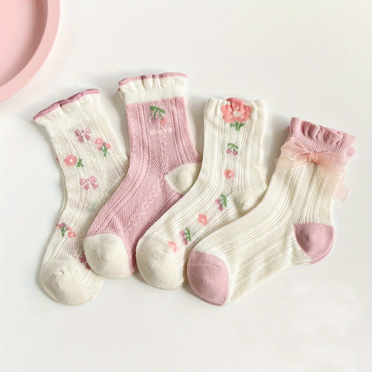 Princess Style Lace Bow Mesh Knee High Socks for Girls