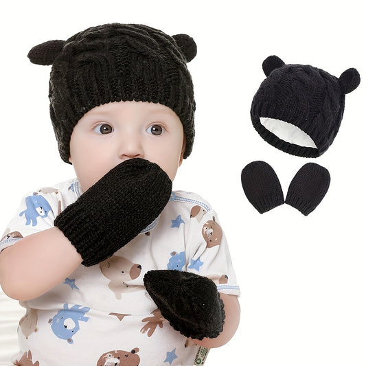 Baby Hat Knitted Hat & Gloves Set for Boys and Girls