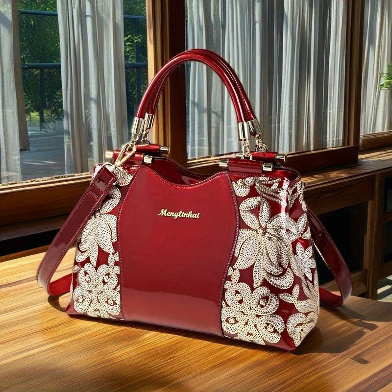 Vintage Style Leather Tote Bag w/ Adjustable Strap