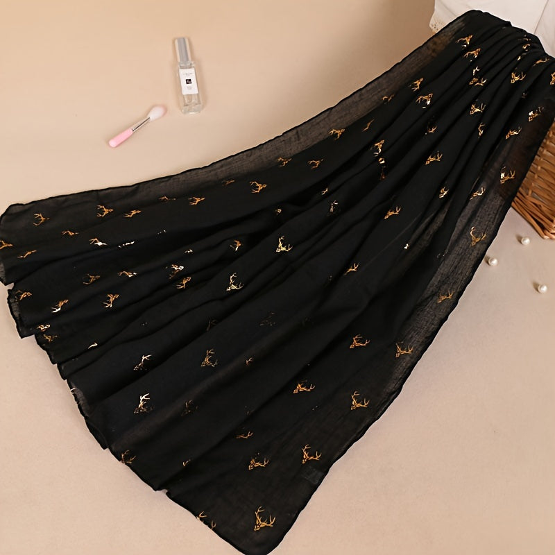 Women's Reindeer Shawl Scarf Warm Solid Accessories