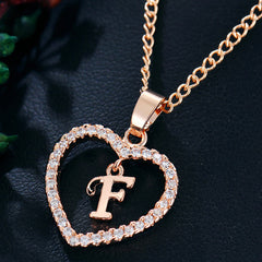 Heart Pendant Name Initial Necklace Zircon Heart Necklace Jewelry