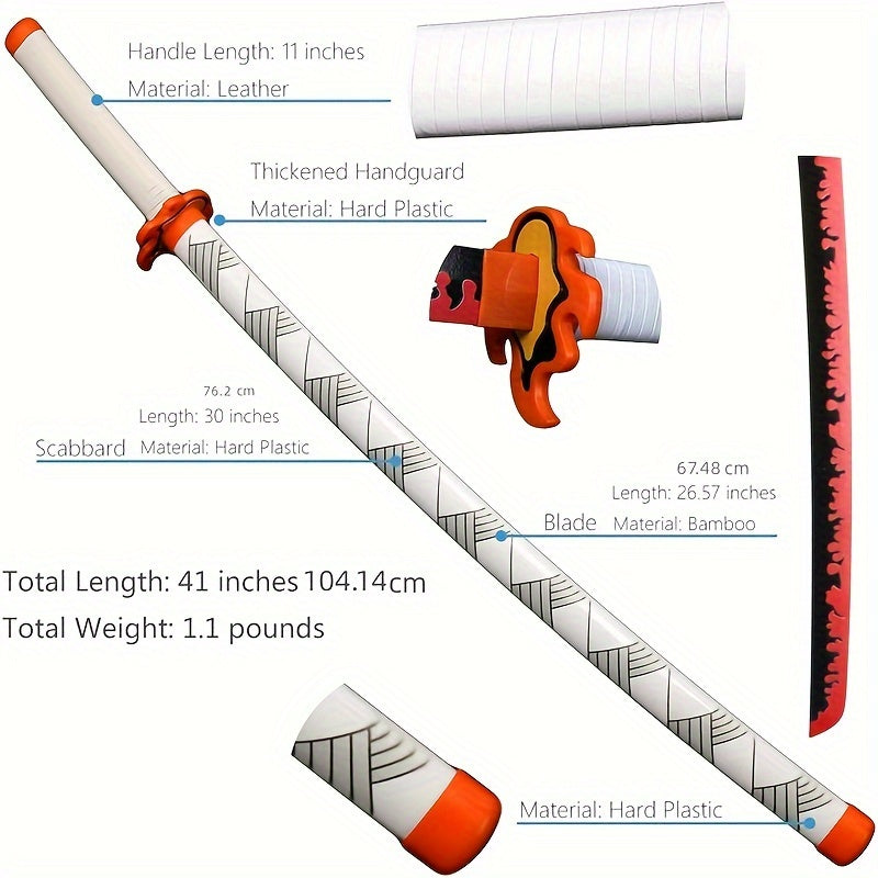Anime Samurai Sword Weapon Prop Orange Halloween Cosplay Costume Party Play Deco