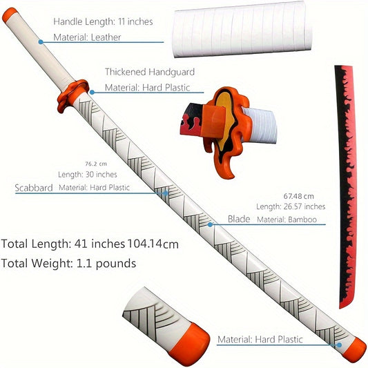 Anime Samurai Sword Weapon Prop Orange Halloween Cosplay Costume Party Play Deco